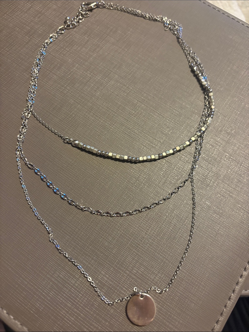 Silver layered necklace